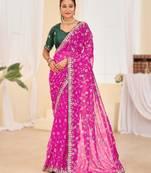 Fancy red–rani colour bandhani catalogue with gotta embroidery