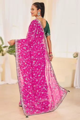Fancy red rani colour bandhani catalogue with gotta embroidery