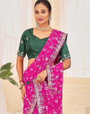 Fancy red rani colour bandhani catalogue with gotta embroidery 3