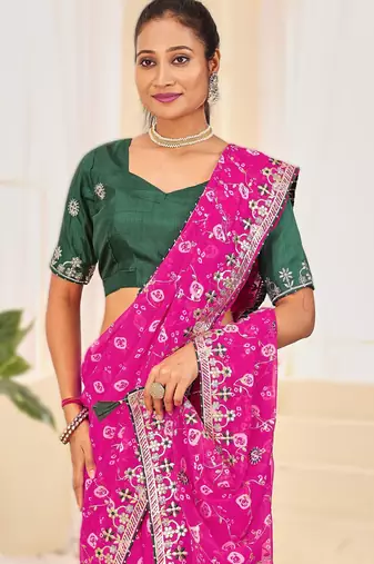 Fancy red rani colour bandhani catalogue with gotta embroidery