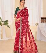 Fancy red–rani colour bandhani catalogue with gotta embroidery
