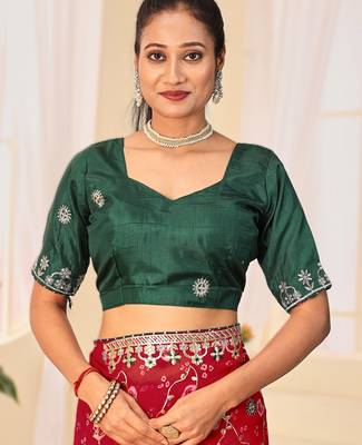 Fancy red rani colour bandhani catalogue with gotta embroidery 4