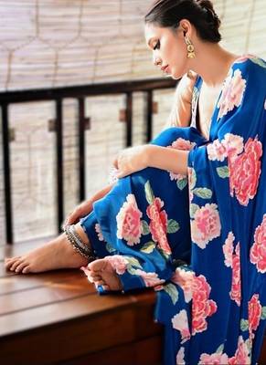 New design launch digital print saree in original japan satin  1