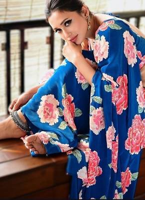New design launch digital print saree in original japan satin  2