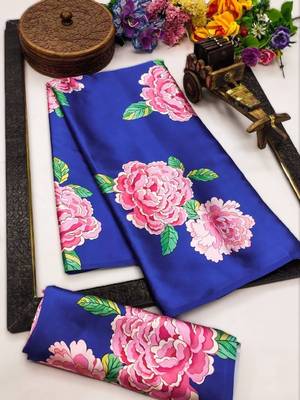 New design launch digital print saree in original japan satin  3