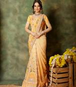 Yellow Embroidered Georgette Saree