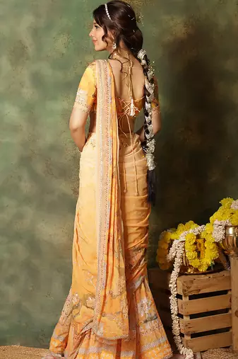 Yellow Embroidered Georgette Saree