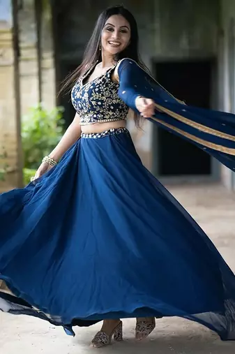 BLUE RADIANCE FAUX GEORGETTE LEHENGA CHOLI