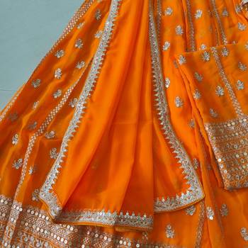 ORANGE RADIANCE 7MM AND 3MM MATTE SEQUINS WITH ZARI EMBROIDERED GEORGETTE LEHENGA CHOLI 7