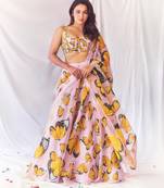 MULTI COLOUR PRINTED DIGITAL TITLI PRINTED UMBRELLA ORGANZA LEHENGA CHOLI