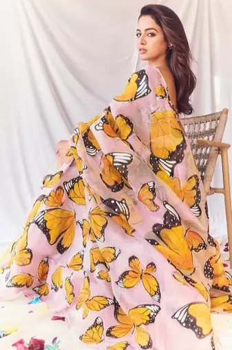 MULTI COLOUR PRINTED DIGITAL TITLI PRINTED UMBRELLA ORGANZA LEHENGA CHOLI