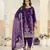 Embroided purple salwar suit made of ice velvet with net dupatta