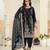 Embroided black salwar suit made of ice velvet with net dupatta