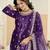 Embroided purple salwar suit made of ice velvet with net dupatta