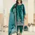 Embroided rama salwar suit made of ice velvet with net dupatta