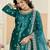 Embroided rama salwar suit made of ice velvet with net dupatta