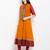 Orange embroidered georgette a line kurta churidar set