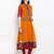 Orange embroidered georgette a line kurta churidar set