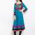 Blue embroidered georgette a line kurta churidar set