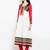 White embroidered georgette a line kurta churidar set