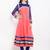 Peach embroidered georgette anarkali kurta churidar set