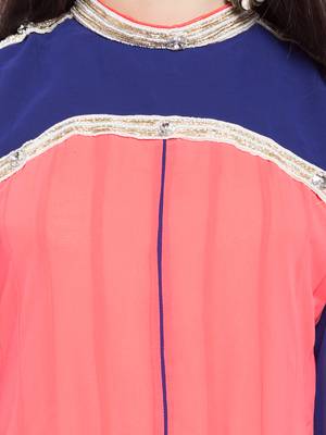 Peach embroidered georgette anarkali kurta churidar set 5