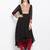 Black embroidered georgette asymmetrical  kurta churidar set