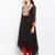 Black embroidered georgette asymmetrical  kurta churidar set