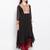 Black embroidered georgette asymmetrical  kurta churidar set