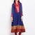 Blue embroidered georgette anarkali kurta churidar set