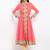 Peach embroidered georgette a line kurta churidar set