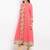 Peach embroidered georgette a line kurta churidar set