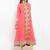 Peach embroidered georgette a line kurta churidar set