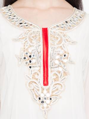 White embroidered georgette anarkali kurta churidar set 5