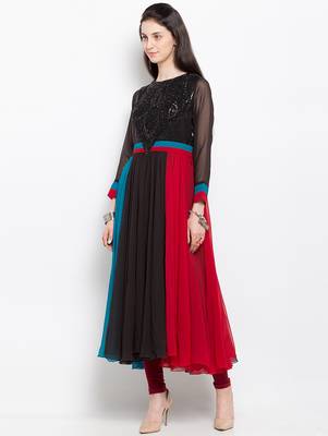 Multicolor embroidered georgette anarkali kurta churidar set 2