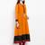 Mustard embroidered georgette a line kurta churidar set