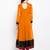 Mustard embroidered georgette a line kurta churidar set