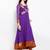 Purple embroidered georgette a line kurta churidar set