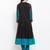 Black embroidered georgette a line kurta churidar set