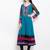 Blue embroidered georgette a line kurta churidar set