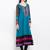 Blue embroidered georgette a line kurta churidar set