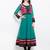 Green embroidered georgette a line kurta churidar set