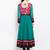 Green embroidered georgette a line kurta churidar set
