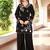 Black embroidered art silk straight cut kurta