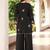 Black embroidered art silk straight cut kurta