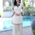 Cream embroidered organza straight cut kurta