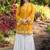 Yellow hand embroidery modal satin straight cut kurta