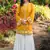Yellow hand embroidery modal satin straight cut kurta
