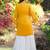 Yellow hand embroidery modal satin straight cut kurta