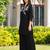 Black embroidered viscose georgette straight cut kurta